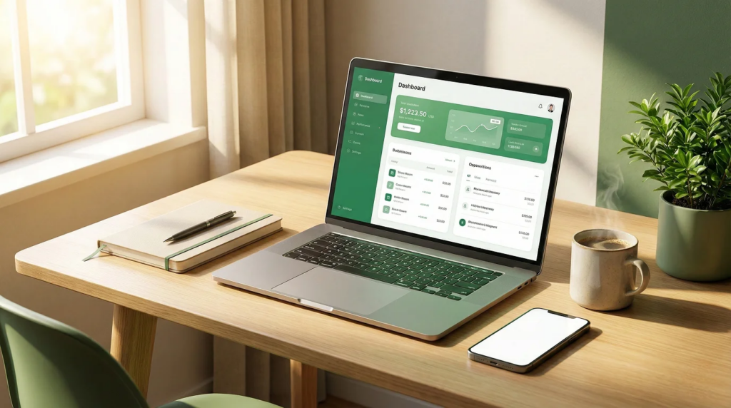 Espaço de trabalho moderno e organizado pronto para começar com value betting profissional
